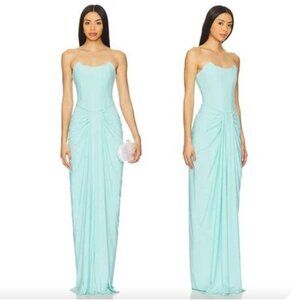 Deme by Gabriella Pearl Gown strapless maxi dress mint